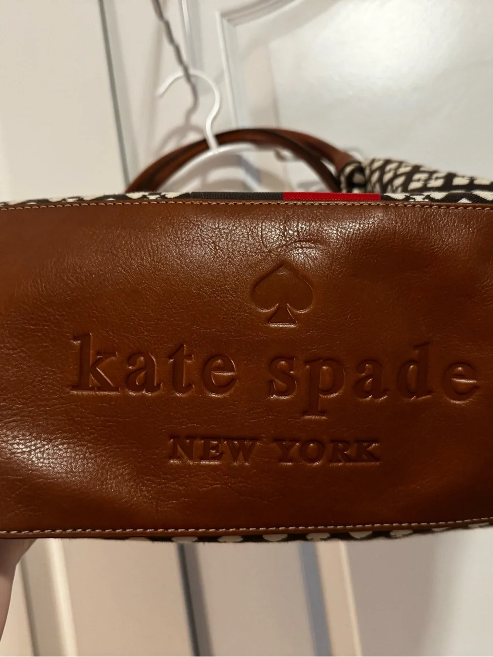kate spade Brown & White Spade Logo Patterned Shoulder Bag